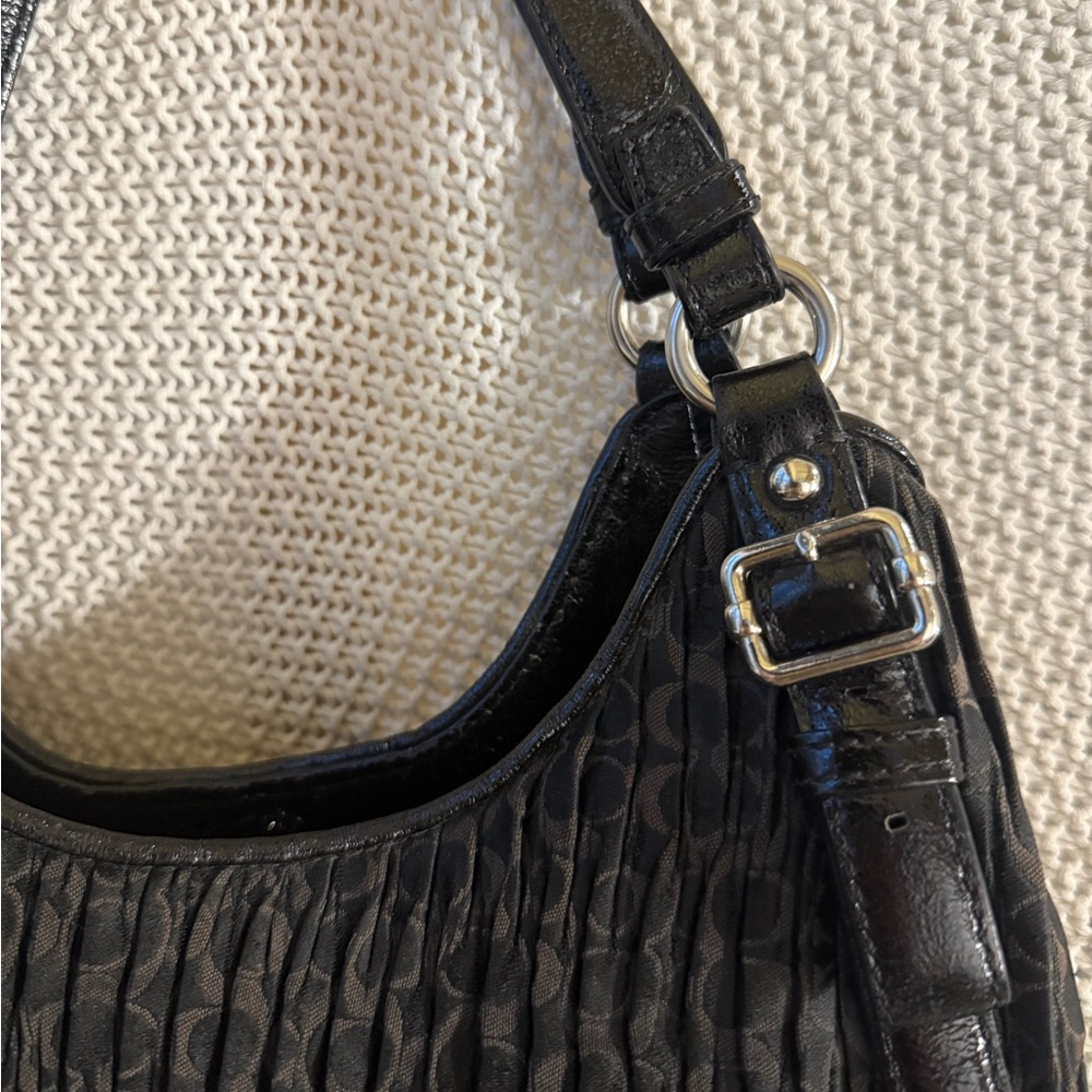 COACH Madison Maggie 18886 Black Signature Pleated Hobo Shoulder Bag - Picture 4 of 15